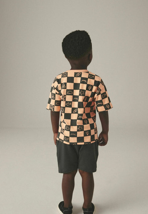 NEXT CHECKERBOARD S - REGULAR FIT-T-Shirt-orange grey