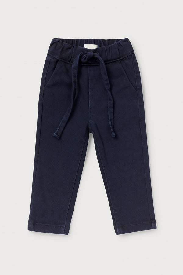 Kids Navy Cotton Trousers – Soft Stretchy Pants for Boys | Comfortable Elastic Waist Bottoms