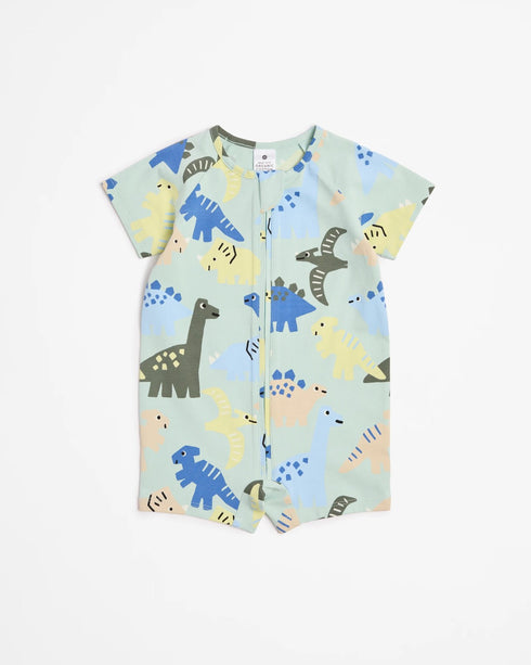 Baby Organic Cotton Zip Romper - Dinos