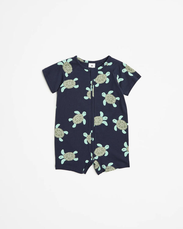 Baby Organic Cotton Zip Romper - Turtles