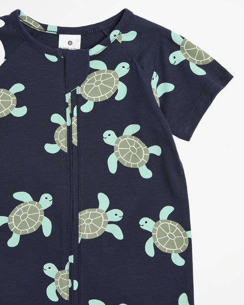 Baby Organic Cotton Zip Romper - Turtles