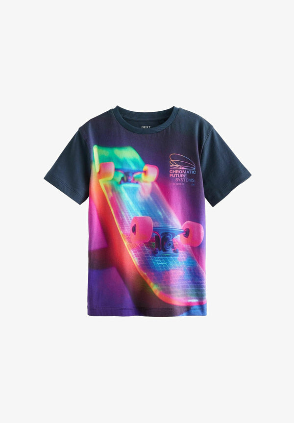 Next ALL OVER SHORT SLEEVE STANDARD - Print T-shirt - navy skateboard