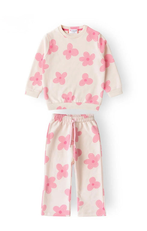 Zara PINK FLOWERS PLUSH SWEATSHIRT WITH TROUSER SET
