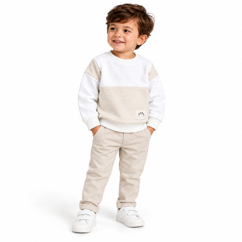 C&A Kids Colorblock Crew Neck Sweatshirt – White & Beige