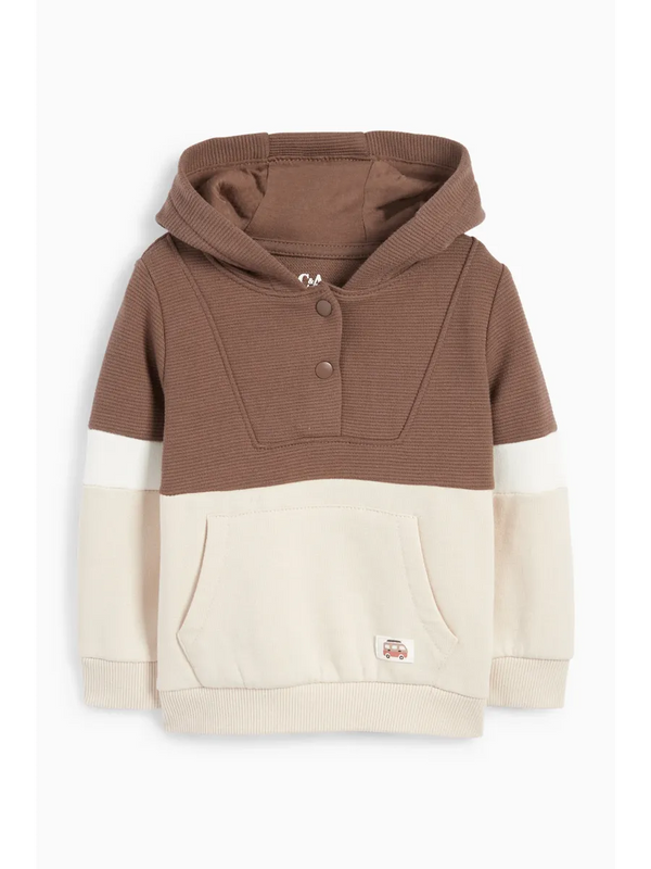 C&A Kids Color Block Hooded Sweatshirt – Brown & Cream