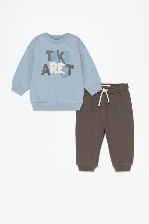 LEFTIES Printed sweatshirt and plush pants set