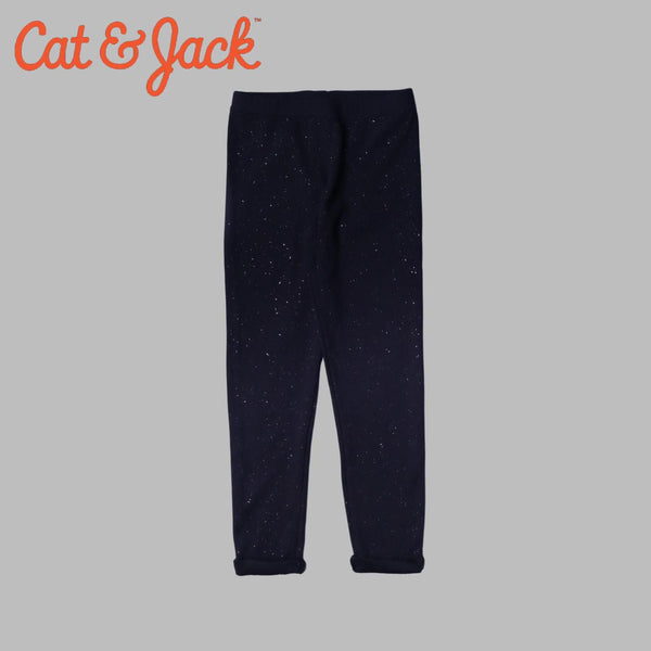 PRINTED FLEECE WARM LEGGING TROUSER FOR GIRLS BLACK