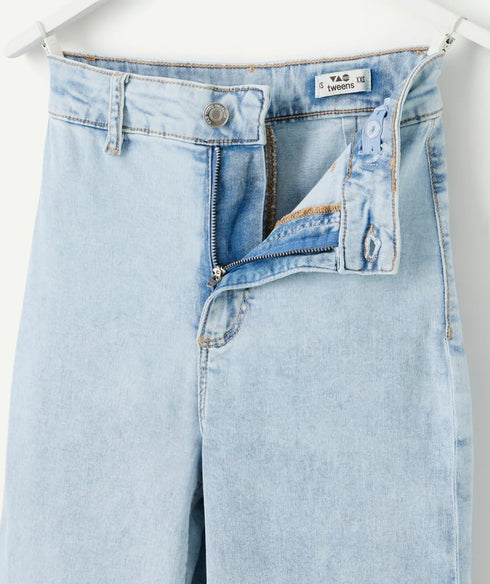 Girl's denim wide leg jeans blue low impact