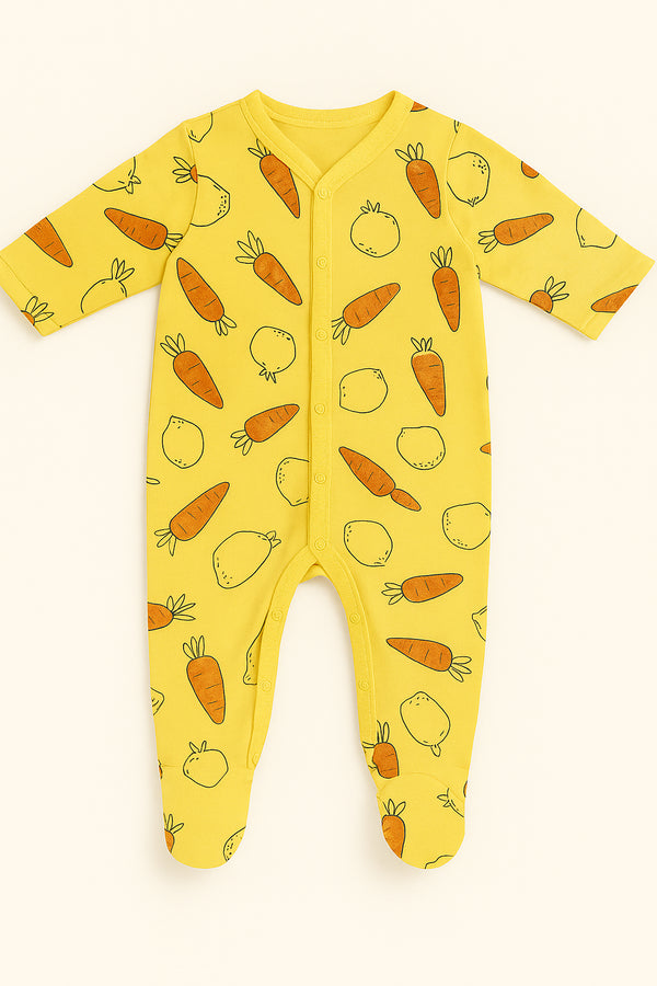 LC Waikiki Carrot Printed Baby Romper – Soft Cotton Sleepsuit for Boys & Girls