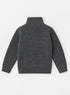 Boys Charcoal Grey Ribbed Knit Sweater – Half Zip Winter Jumper for Kids