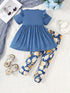 Girl's Ruffled Half Skirt Leisure Set