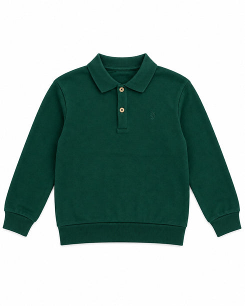 C&A Kids Classic Polo Collar Sweatshirt – Dark Green