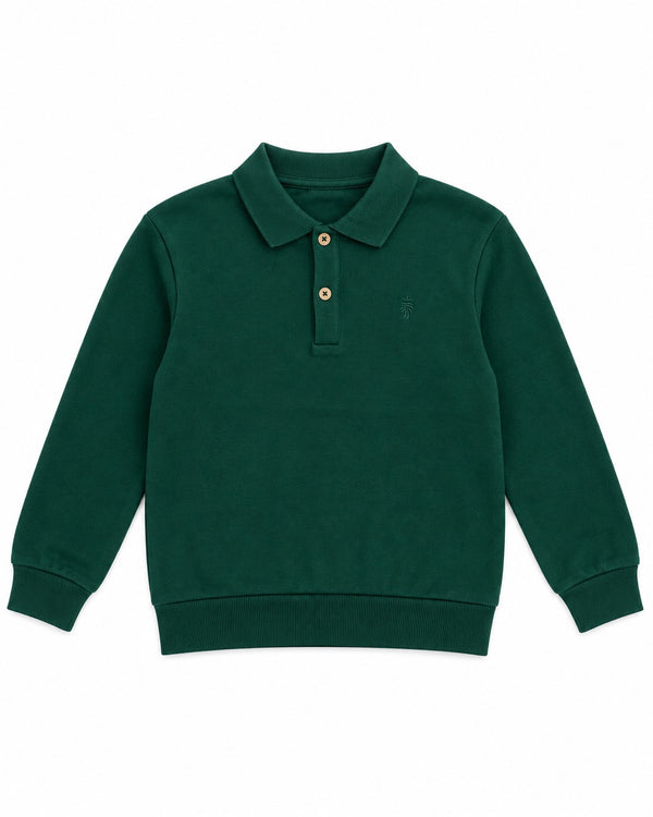 C&A Kids Classic Polo Collar Sweatshirt – Dark Green