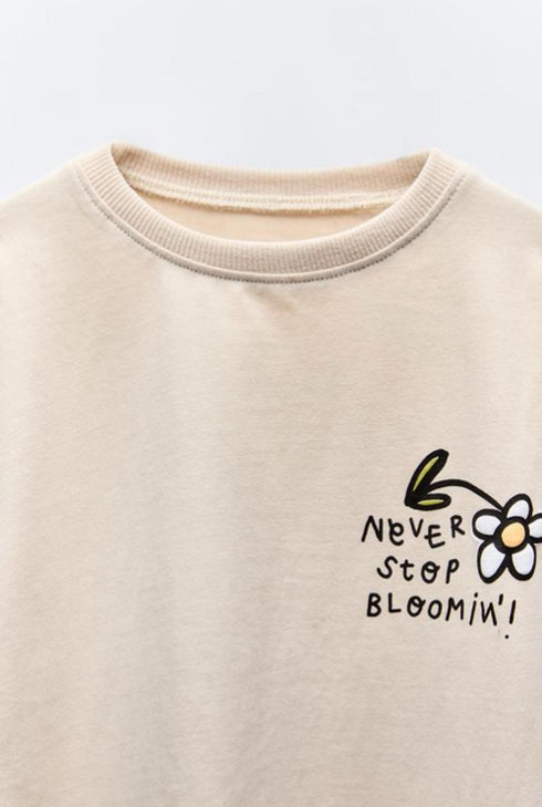 Zara Kids Cream Printed T-Shirt