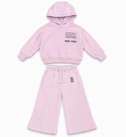 DKNY Jeans Girls Light Dusty Pink Sweatshirt & Trouser Set – 2 Piece Kids Outfit