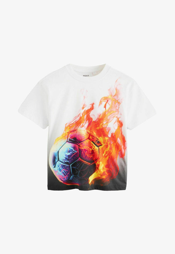 Next ALL OVER SHORT SLEEVE STANDARD - Print T-shirt - white football flames