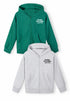 Minoti Kids 2-Pack Funday Everyday Graphic Zip-Up Hoodies – Green & Grey