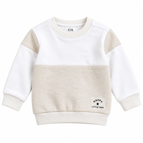 C&A Kids Colorblock Crew Neck Sweatshirt – White & Beige