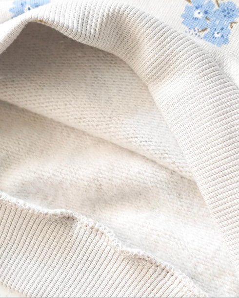 OVERALL FLORAL PLUSH SWEATSHIRT WITH TROUSER SET