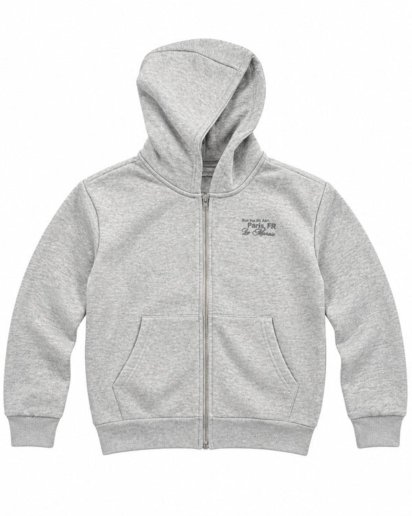 Minoti Kids Grey Melange Zip-Up Hoodie