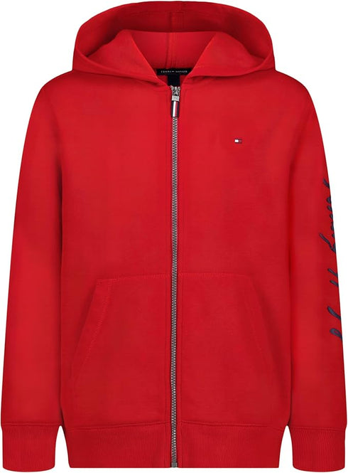 Tommy Hilfiger boys Long Sleeve Fleece Full Zip Hoodie With Front Pockets