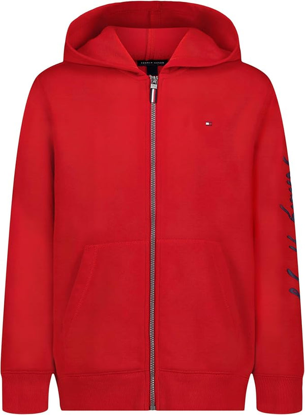 Tommy Hilfiger boys Long Sleeve Fleece Full Zip Hoodie With Front Pockets