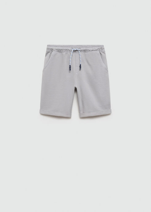 Mango Grey Elastic waist cotton Bermuda shorts
