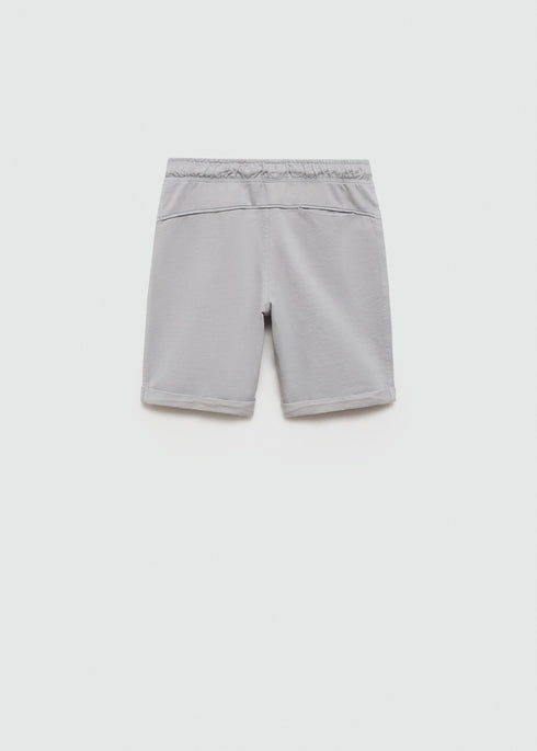 Mango Grey Elastic waist cotton Bermuda shorts