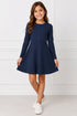 Tommy Hilfiger Girls Navy Ribbed Fit & Flare Dress