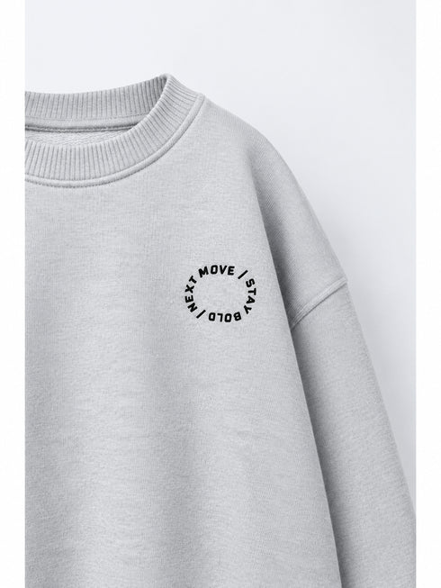 Zara Kids Light Grey Oversized Sweatshirt with Chest Logo