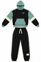 Minoti Boys Champion Colour Block Hoodie & Joggers Tracksuit Set – Mint Green & Black