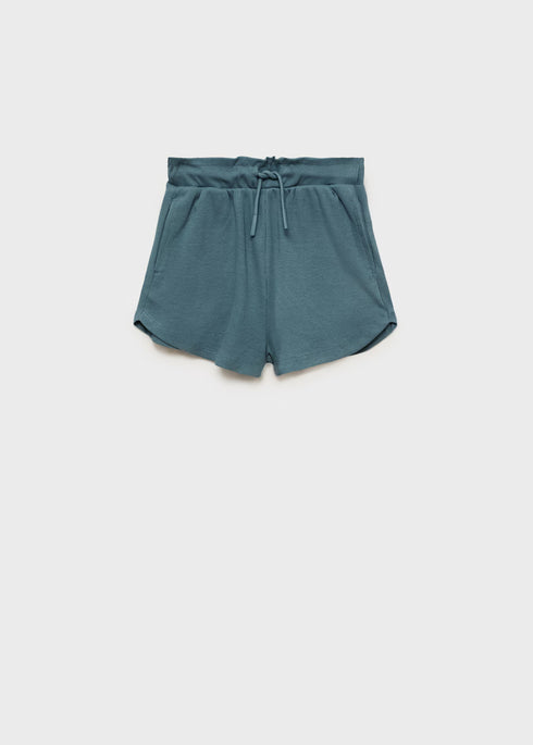 Mango Petrol Blue Elastic waist shorts
