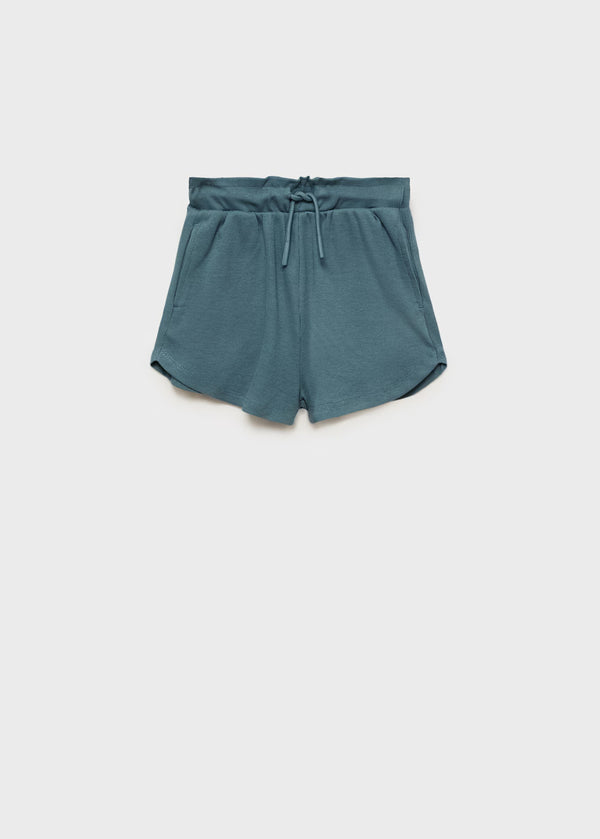 Mango Petrol Blue Elastic waist shorts