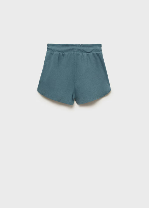 Mango Petrol Blue Elastic waist shorts