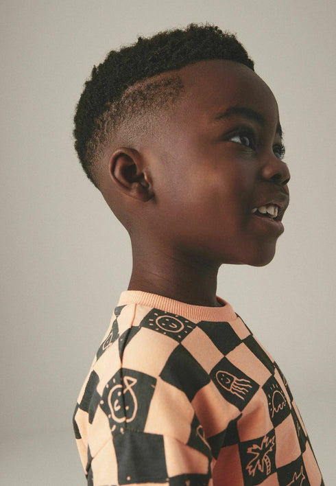 NEXT CHECKERBOARD S - REGULAR FIT-T-Shirt-orange grey