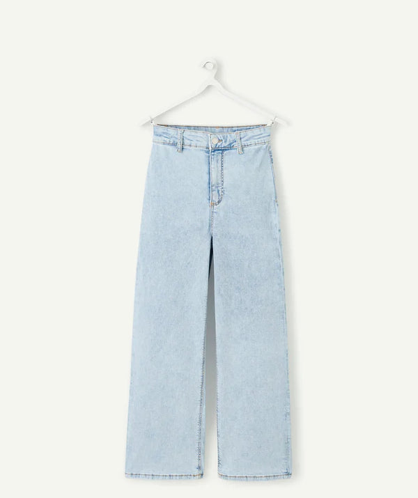 Girl's denim wide leg jeans blue low impact