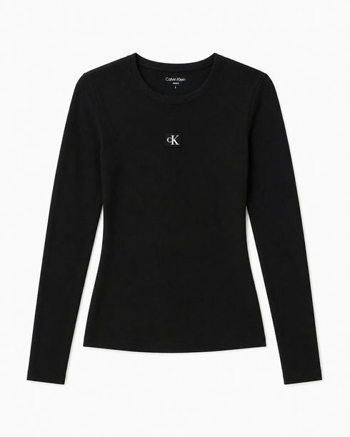 Calvin Klein Girls Black Long Sleeve Logo Top