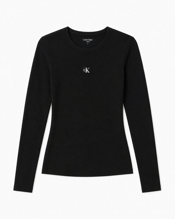 Calvin Klein Girls Black Long Sleeve Logo Top