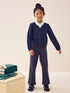 Navy Blue Cotton Rich Frill Pocket Jersey School Cardigan