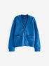 Blue Cotton Rich Frill Pocket Jersey School Cardigan