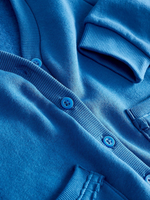 Blue Cotton Rich Frill Pocket Jersey School Cardigan