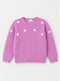Girls Purple Daisy Knitted Sweater – Soft Winter Sweater for Kids