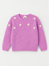 Girls Purple Daisy Knitted Sweater – Soft Winter Sweater for Kids