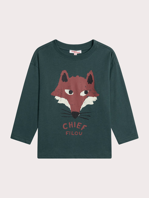 Green long sleeve shirt with fox animation