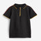 Black/Gold Zip Neck Polo Shirt