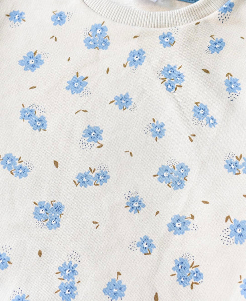 OVERALL FLORAL PLUSH SWEATSHIRT WITH TROUSER SET