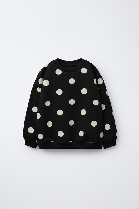 Zara Kids Black & White Polka Dot Sweatshirt