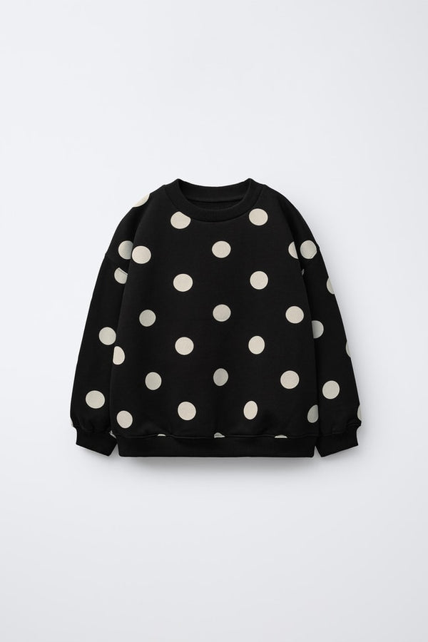 Zara Kids Black & White Polka Dot Sweatshirt