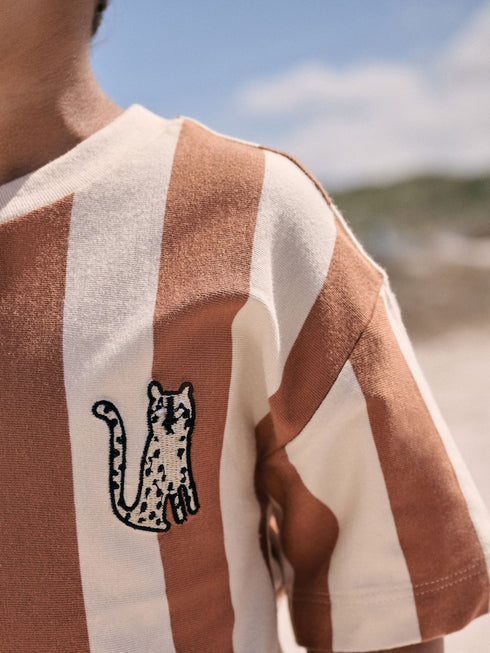 Next REGULAR FIT - SHORT SLEEVE STRIPE - Print T-shirt - brown neutral