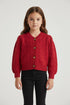 Girls Winter Knit Button Cardigan Sweater – Red | Warm Soft Wool Style for Kids